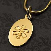 14k Gold Medical Pendant 3/8 x 5/8 inch