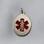 14k White Oval Gold Medical Pendant